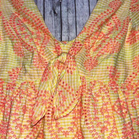 Lilly Pulitzer Sarafina Short Sleeve Dress Gingham Seersucker Island - Picture 3 of 10